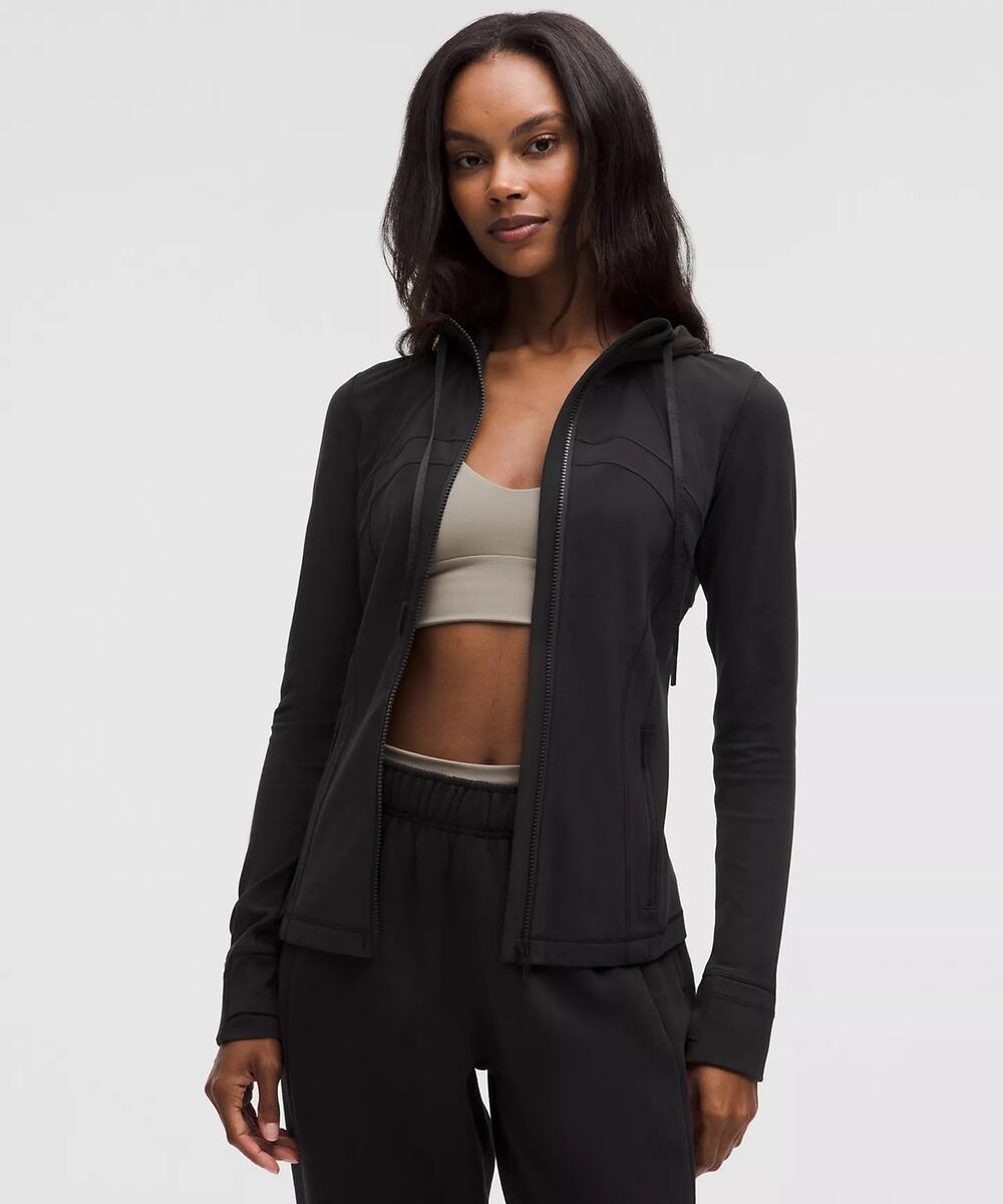 Lululemon Define Hooded Jacket Nulu Womens Black Thumbholes Full Zip Pockets 4